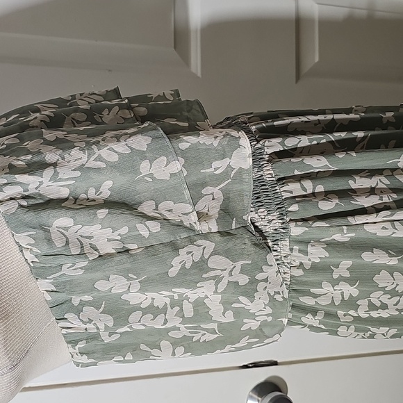 1. State Womens Strapless Dress. Grean and Cream . Large - Picture 4 of 9